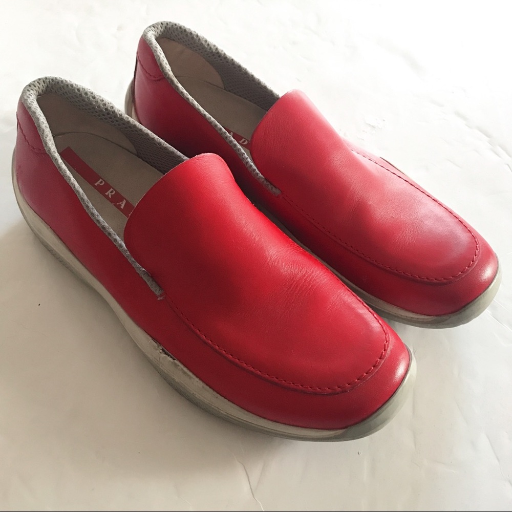 Authentic Prada Red Slip-on Shoes! ❤️